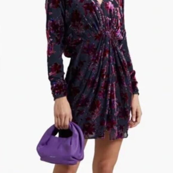 Rag & Bone Deep V-Neck Floral Mini Dress - Purple and Red - Picture 4 of 10